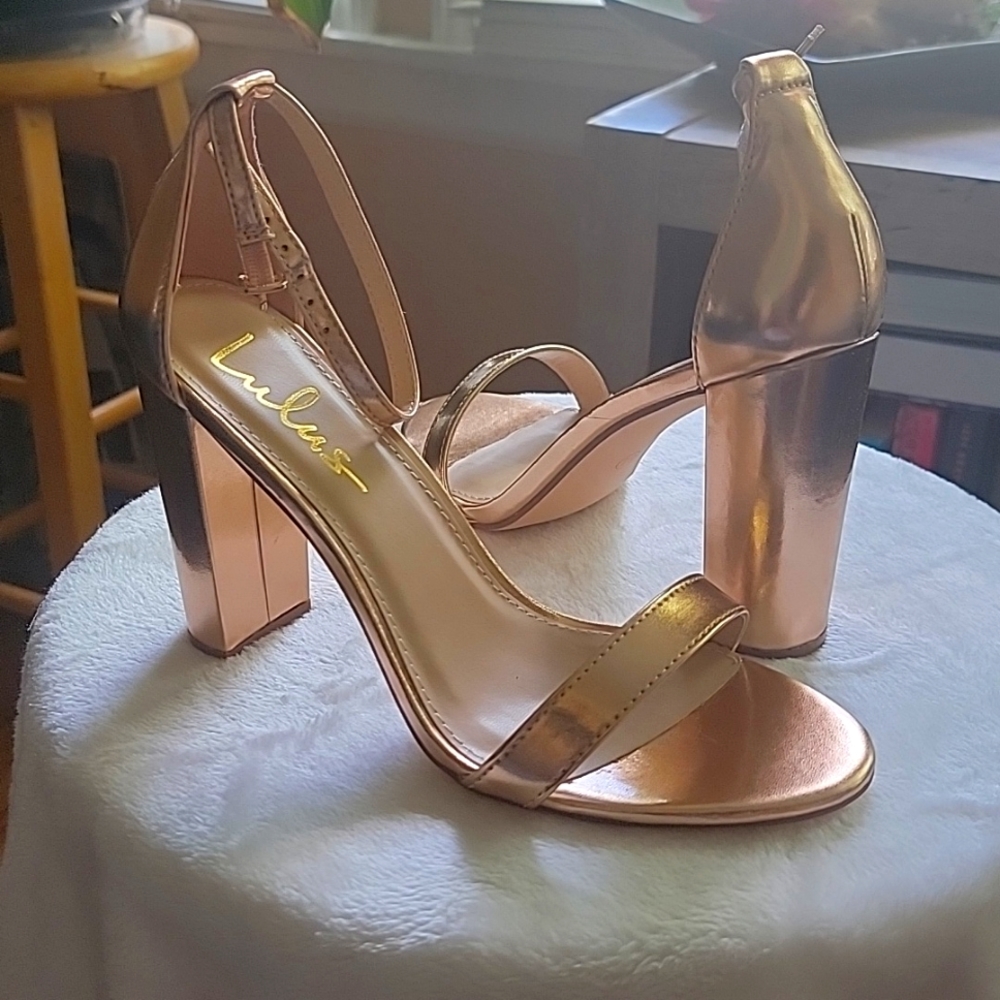 Rose Gold Ankle Strap Heels